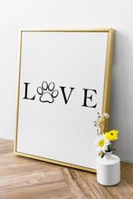 Load image into Gallery viewer, Dog Paw Love Print, Dog Wall Decor, 4 Sizes Dog Printable, Dog wall art, Dogs Printables, Dog owner gift,Instant Download, printable dog art
