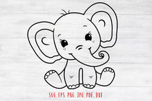 Load image into Gallery viewer, Baby elephant svg Cute elephant svg Elephant clipart Elephant cut file Elephant png Cute baby animal svg Elephant shirt svg Elephant girl
