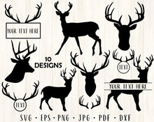 Load image into Gallery viewer, Deer bundle svg Christmas svg Deer clipart Deer png Deer svg Deer head svg Deer monogram Deer frame svg Deer antlers svg Deer cut file
