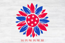 Load image into Gallery viewer, 4th of july svg Patriotic sunflower svg Fourth of july svg USA svg flag sunflower svg American flag svg Patriotic svg Sunflower svg
