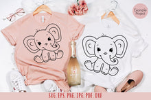 Load image into Gallery viewer, Baby elephant svg Cute elephant svg Elephant clipart Elephant cut file Elephant png Cute baby animal svg Elephant shirt svg Elephant girl
