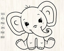 Load image into Gallery viewer, Baby elephant svg Cute elephant svg Elephant clipart Elephant cut file Elephant png Cute baby animal svg Elephant shirt svg Elephant girl
