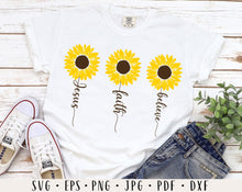 Load image into Gallery viewer, Christian sunflower bundle svg Jesus faith believe svg Christian svg Sunflower svg Jesus svg Faith svg Believe svg Flower svg Sunflower png
