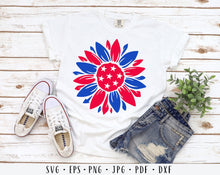 Load image into Gallery viewer, 4th of july svg Patriotic sunflower svg Fourth of july svg USA svg flag sunflower svg American flag svg Patriotic svg Sunflower svg
