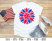 Load image into Gallery viewer, 4th of july svg Patriotic sunflower svg Fourth of july svg USA svg flag sunflower svg American flag svg Patriotic svg Sunflower svg
