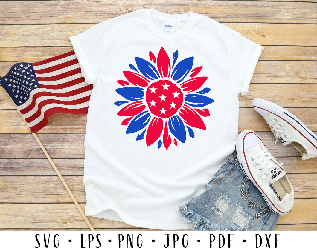 4th of july svg Patriotic sunflower svg Fourth of july svg USA svg flag sunflower svg American flag svg Patriotic svg Sunflower svg