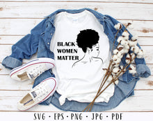 Load image into Gallery viewer, Black women matter svg Afro woman svg Afro american svg Afro female Black woman svg Black women svg BLM svg I cant breathe svg Afro girl svg
