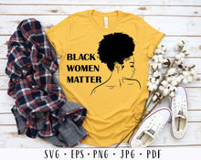 Load image into Gallery viewer, Black women matter svg Afro woman svg Afro american svg Afro female Black woman svg Black women svg BLM svg I cant breathe svg Afro girl svg
