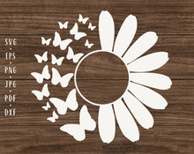 Load image into Gallery viewer, Daisy butterfly svg Daisy monogram svg Daisy svg Daisy clipart Daisy cut file Butterfly svg Sunflower svg Butterfly flower svg Daisy png
