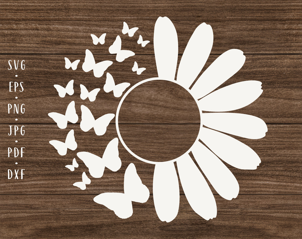 Daisy butterfly svg Daisy monogram svg Daisy svg Daisy clipart Daisy cut file Butterfly svg Sunflower svg Butterfly flower svg Daisy png