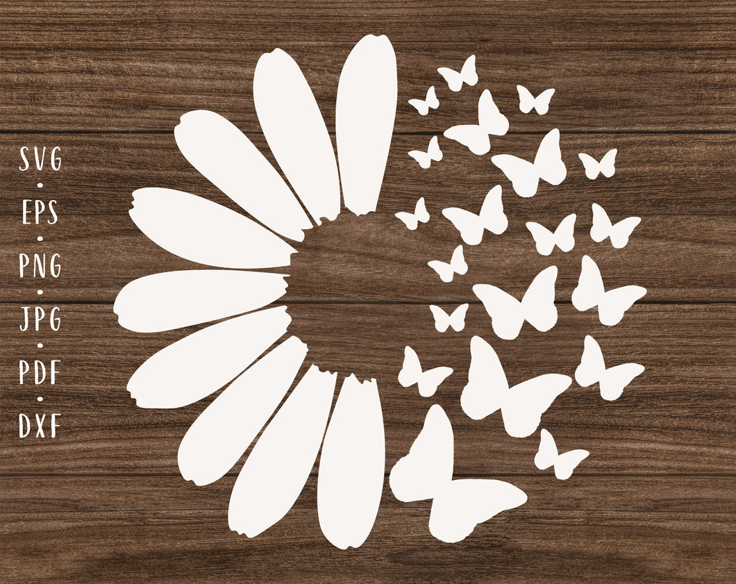 Daisy butterfly svg Daisy svg Butterfly svg Daisy clipart Daisy cut file Sunflower svg Butterfly flower Daisy png Butterfly png