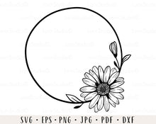 Load image into Gallery viewer, Daisy wreath svg Daisy svg Daisy frame svg Flower svg Wedding wreath svg Floral frame svg Sunflower svg Daisy png Floral svg Daisy clipart
