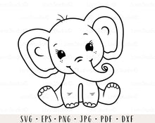 Load image into Gallery viewer, Baby elephant svg Cute elephant svg Elephant clipart Elephant cut file Elephant png Cute baby animal svg Elephant shirt svg Elephant girl
