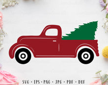 Load image into Gallery viewer, Christmas truck svg Christmas svg Christmas truck cut file Christmas truck png Christmas truck clipart Christmas red truck Red truck svg
