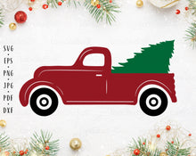 Load image into Gallery viewer, Christmas truck svg Christmas svg Christmas truck cut file Christmas truck png Christmas truck clipart Christmas red truck Red truck svg
