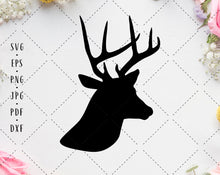 Load image into Gallery viewer, Deer svg Christmas svg Deer clipart Deer png Deer sublimation Deer head svg Deer antlers svg Deer cut file Deer file svg deer decal svg
