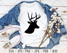 Load image into Gallery viewer, Deer svg Christmas svg Deer clipart Deer png Deer sublimation Deer head svg Deer antlers svg Deer cut file Deer file svg deer decal svg
