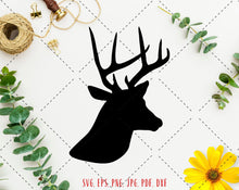 Load image into Gallery viewer, Deer svg Christmas svg Deer clipart Deer png Deer sublimation Deer head svg Deer antlers svg Deer cut file Deer file svg deer decal svg
